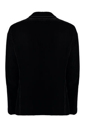 GIORGIO ARMANI Men's Single-Breasted Velvet Jacket for FW23 in Black