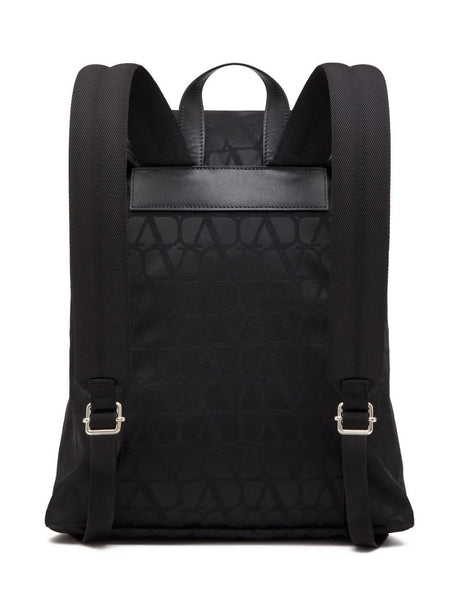 VALENTINO GARAVANI Luxurious Black Toile Backpack for Men - FW23 Collection