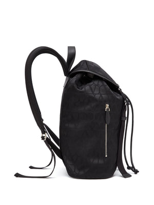 VALENTINO Black All-Over Motif Backpack for Men