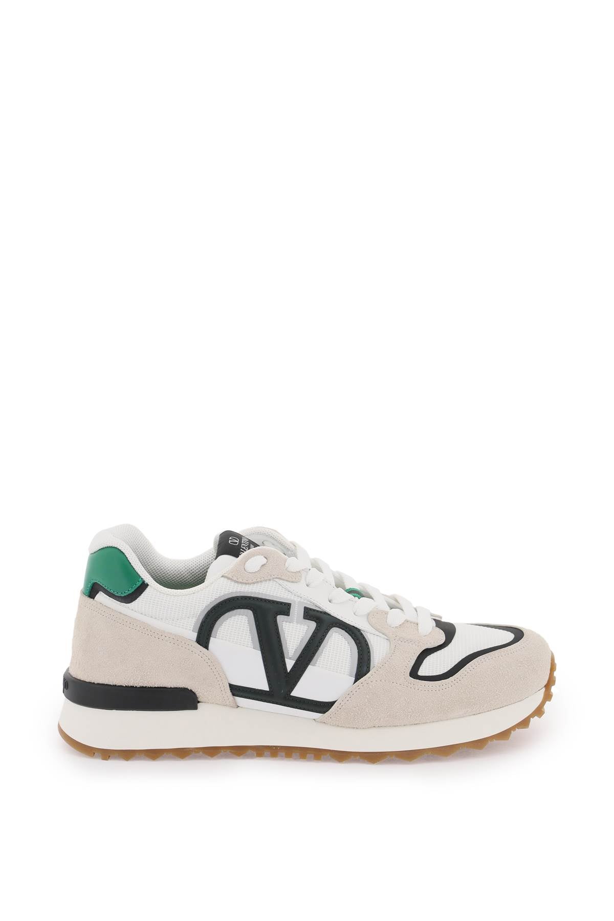 VALENTINO GARAVANI Men's Classic Black Luxe Leather and Canvas VLOGO Sneaker for FW23