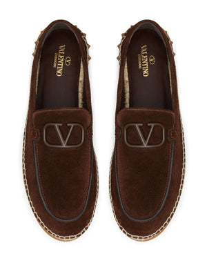 VALENTINO Men's Brown Eco-Suede Espadrilles for Fall/Winter 2024