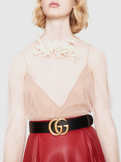 GUCCI Stylish Nero Belt for Women with GG Marmont Design