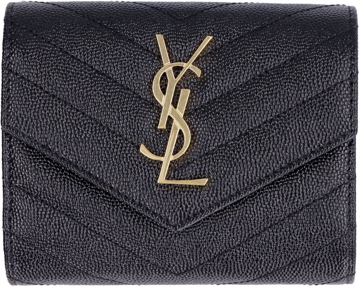 SAINT LAURENT Compact Tri-Fold Wallet in Nero for Women