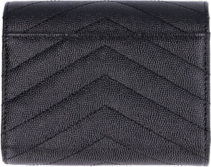 SAINT LAURENT Black Monogram Small Wallet in Quilted Leather