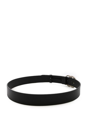 Men's Black Leather Belt with Double G Buckle by GUCCI