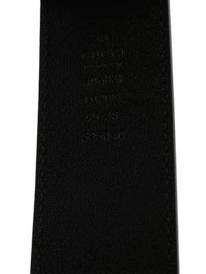 Men's Black Leather Belt with Double G Buckle by GUCCI