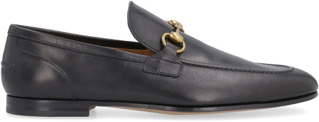 GUCCI Classic Black Leather Loafers with Horsebit for Men