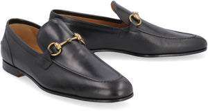 Stylish Black Leather Men's Loafers with Aged Gold-Tone Hardware