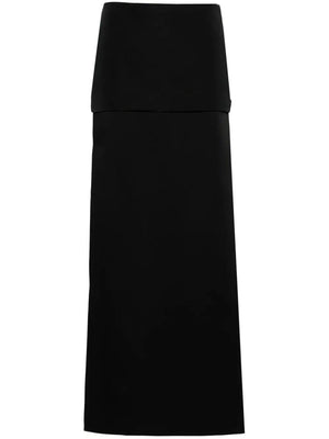 KHAITE Black Layered Maxi Skirt for Women