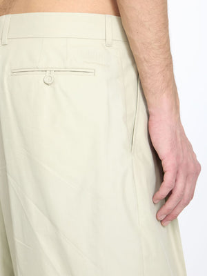 DIOR HOMME Men's Wide-Leg Pleated Pants in Beige Cotton & Silk - Embossed Dior Signature - SS24