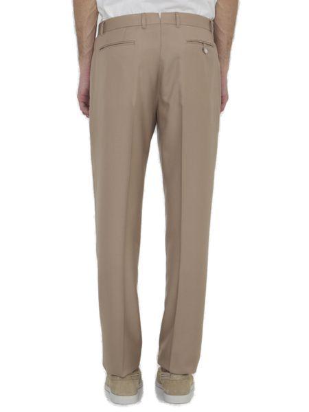 DIOR HOMME Men's Beige Cashmere and Silk Twill Trousers for FW24