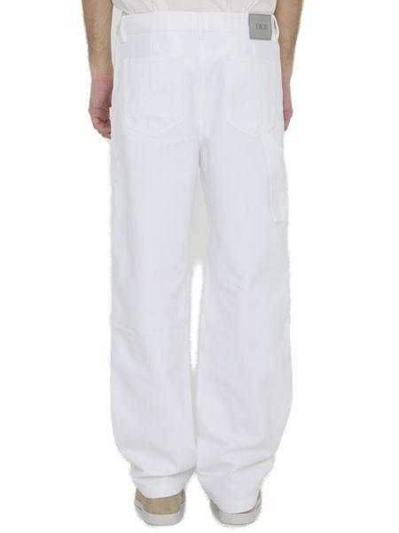 DIOR HOMME Carpenter-Style White Twill Jeans for Men in Regular Fit - FW24