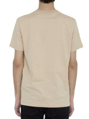 男士米黄色海岛棉圆领短袖T恤