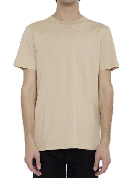 DIOR HOMME Men's Iconic Beige Crewneck T-Shirt in Sea Island Cotton