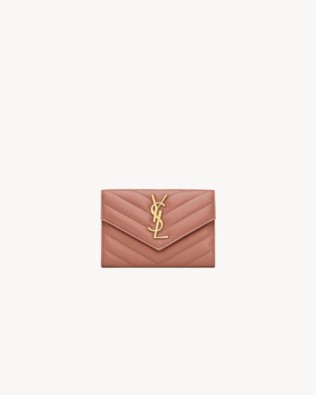 SAINT LAURENT Luxurious Small Envelope Wallet in Light Musk for Women