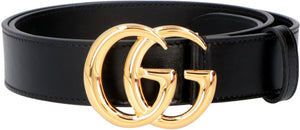 GUCCI Classic Leather Belt with Iconic Double GG Buckle