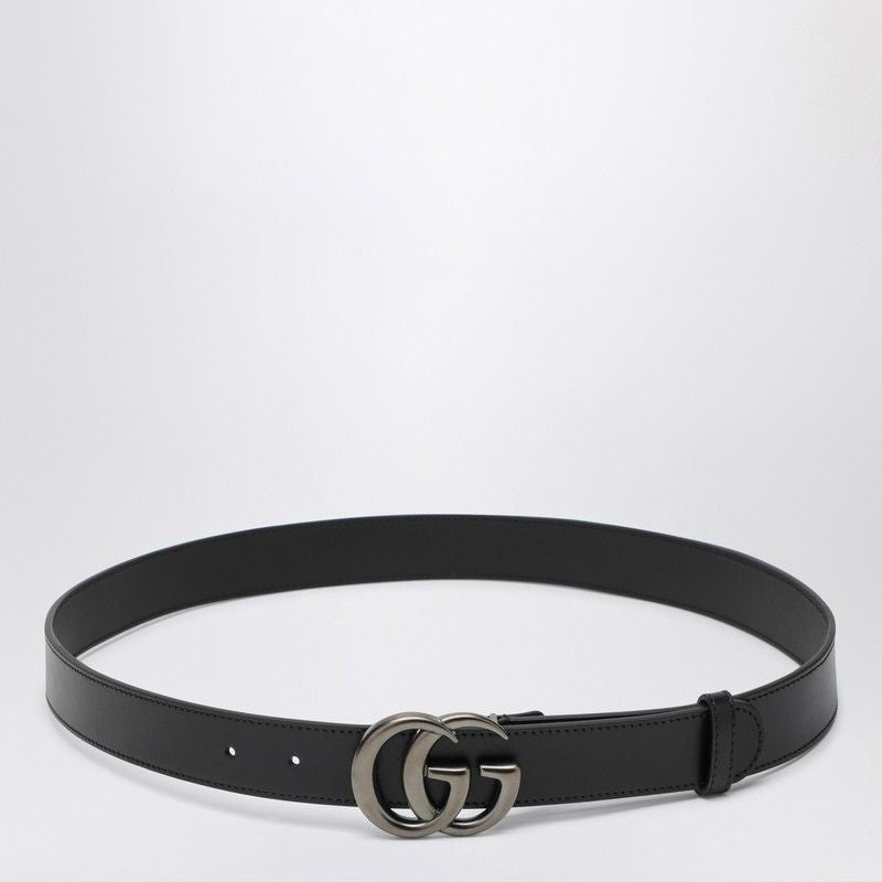 GUCCI Leather Belt with Adjustable Double G Buckle - 3cm Width