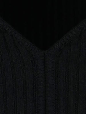 COURREGÈS Raffia V-Neck Jumper in Navy Blue for Women - FW22