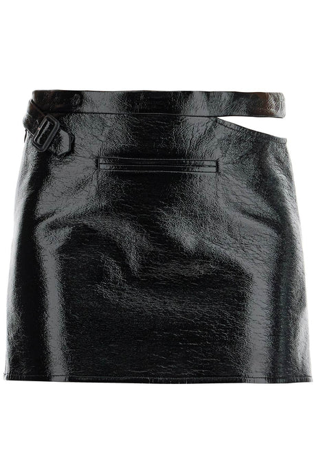 COURREGÈS Chic Vinyl Mini Skirt with Cut-Out Detailing