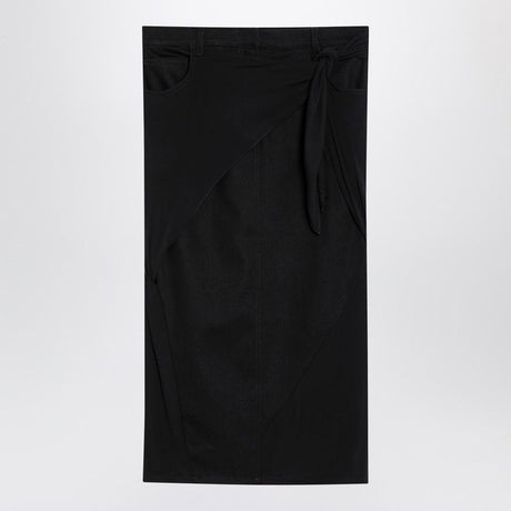 COURREGÈS Chic Draped Black Midi Skirt for Women