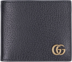 Black Leather Flap-Over Wallet for Men by GUCCI