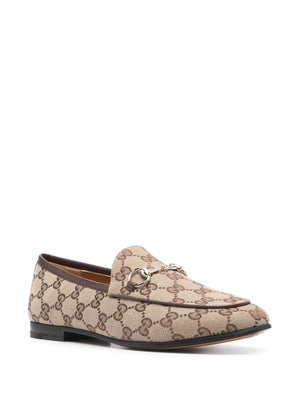 GUCCI Elegant Canvas Loafers with Signature Gold Horsebit