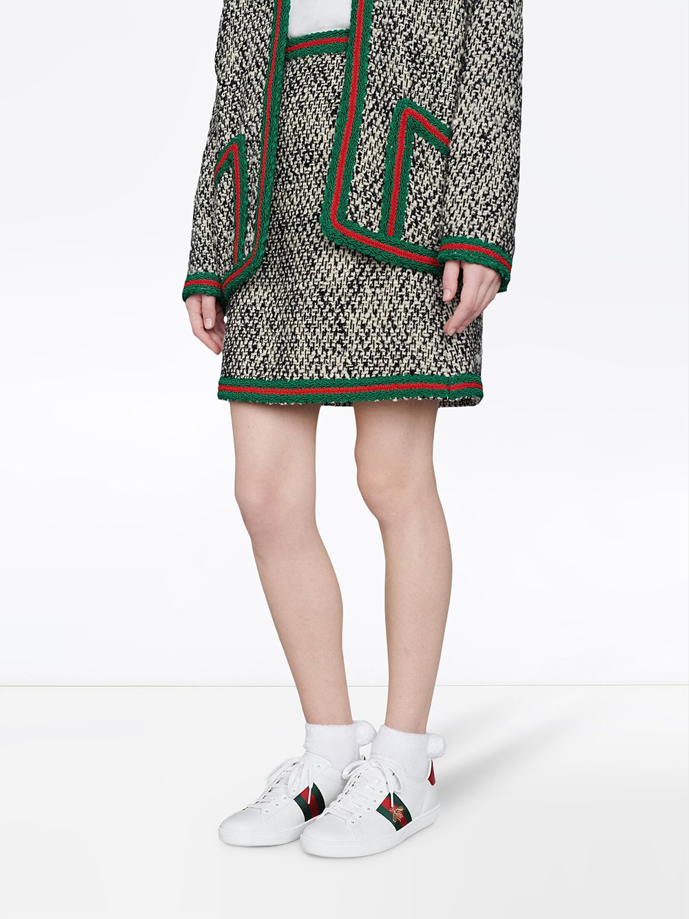 GUCCI Fashion-forward White Leather Embroidered Sneakers for Women