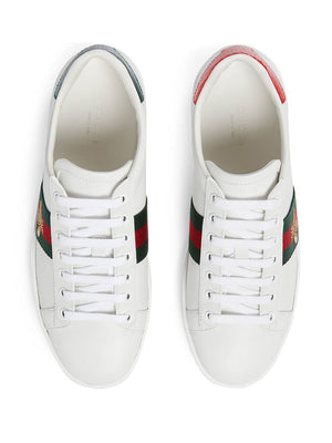 White Leather Embroidered Ace Sneaker