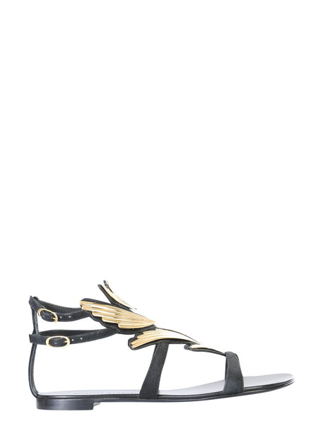 GIUSEPPE ZANOTTI Mini Suede Double Strap Sandals