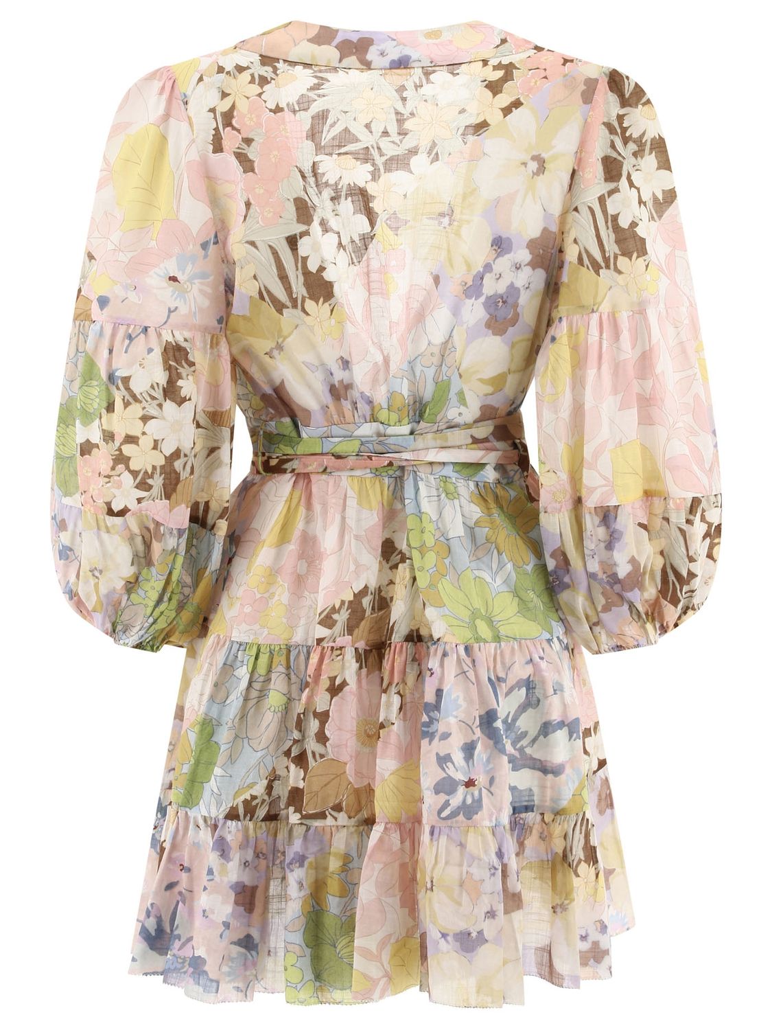 ZIMMERMANN Chic Floral Wrap Dress with 3/4 Sleeves