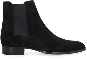 Men's Black Suede Chelsea Boots with Side Elastic Inserts