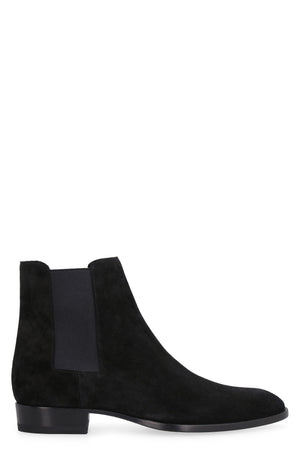 Men's Black Suede Chelsea Boots with Side Elastic Inserts