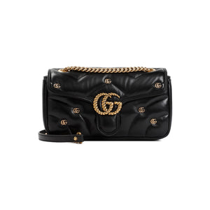 GUCCI Luxurious Mini Black Leather Shoulder Bag 26x13x7cm