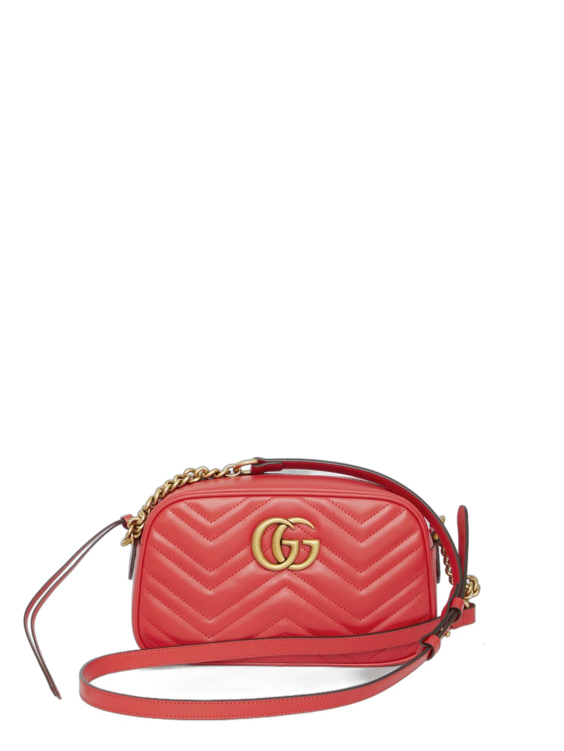 Quilted Leather Crossbody Handbag - Red