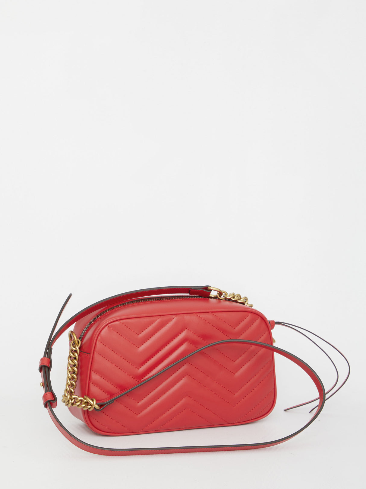 Quilted Leather Crossbody Handbag - Red