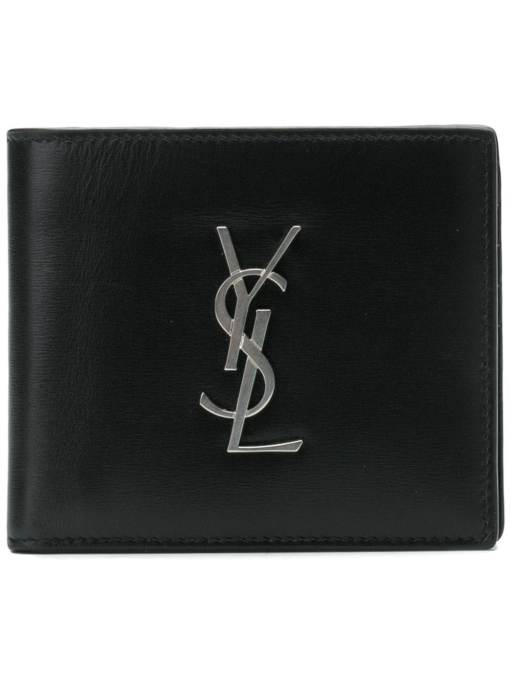 SAINT LAURENT Classic Black Leather Monogram Wallet for Fashionable Women