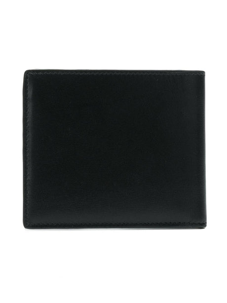 ブラックレザーの二つ折り財布男性用-SS23