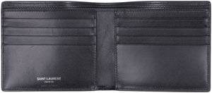 Bi-Fold Wallet with YSL Logo in Black Leather