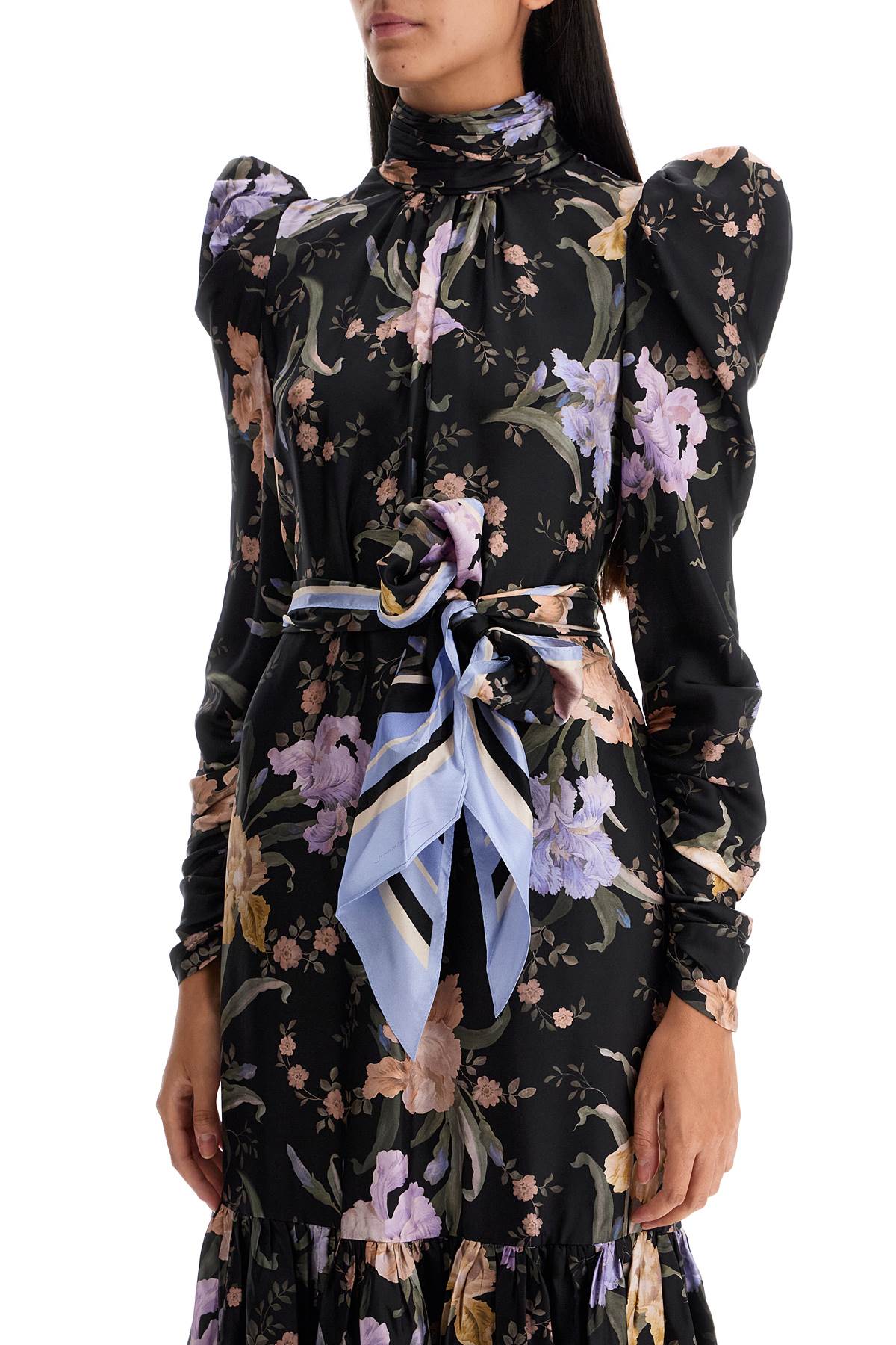 ZIMMERMANN Floral Print Midi Dress with Puff Sleeves - Size 1