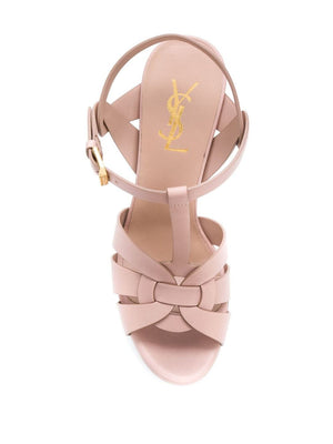 SAINT LAURENT Beige Leather Spring Sandals for Women - SS21 Collection