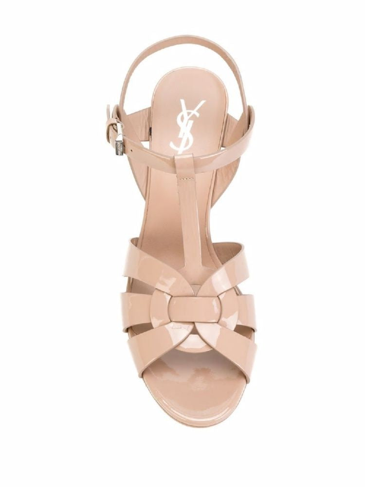 SAINT LAURENT Nude & Neutrals Leather Platform Sandals for Women