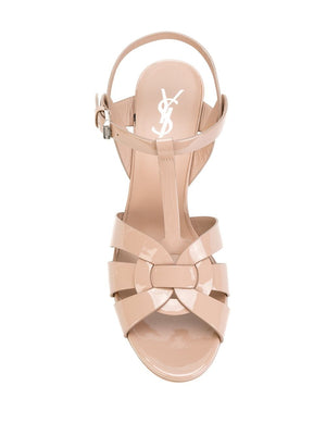 SAINT LAURENT Womens Strappy Sandals in Neutral Nude Tone for Warmer Seasons