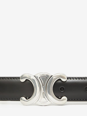 CELINE Sleek and Stylish Triomphe Belt for Men in Black Calfskin - FW23