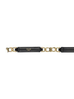 トリオンフ スモールベルト 黒カーフスキン製 ゴールドトーン金具 - 調整可能デザイン、スライド式マグネットクロージャー