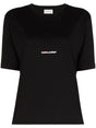 SAINT LAURENT Fashionable and Chic Black and White Logo Cotton T-Shirt for Women