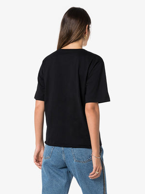 SAINT LAURENT Fashionable and Chic Black and White Logo Cotton T-Shirt for Women