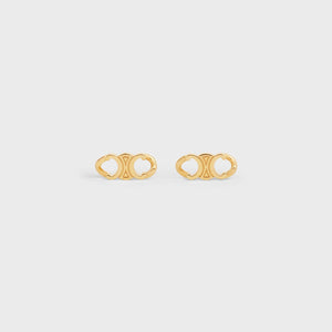 CELINE Triomphe Glamour Studs - Brass with Gold Finish