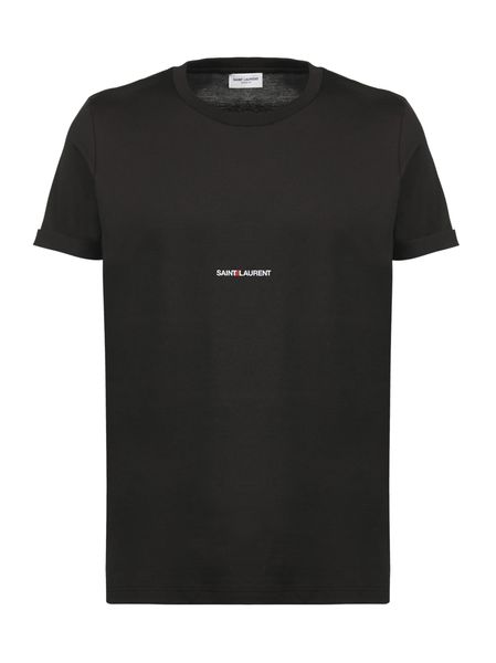 Mens Black Logo Cotton T-Shirt by Saint Laurent