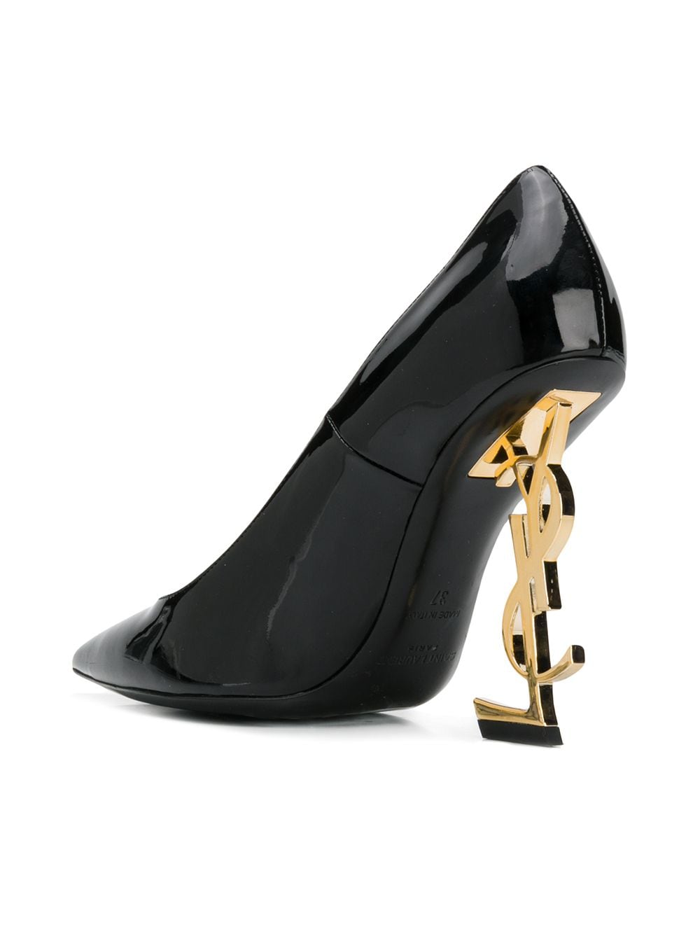 SAINT LAURENT Black and Gold Patent Leather Opyum Pumps for Women