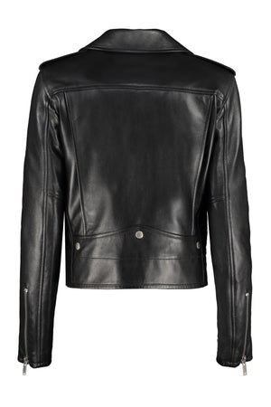 SAINT LAURENT Women's Leather Biker Jacket with Asymmetric Closure